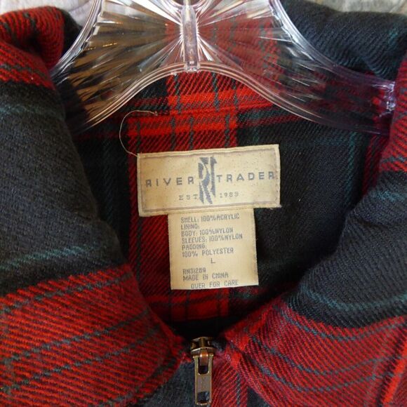 Vintage River Trader Shirt Men Large Red Black Shacket Flannel Jacket Pockets - Picture 2 of 9